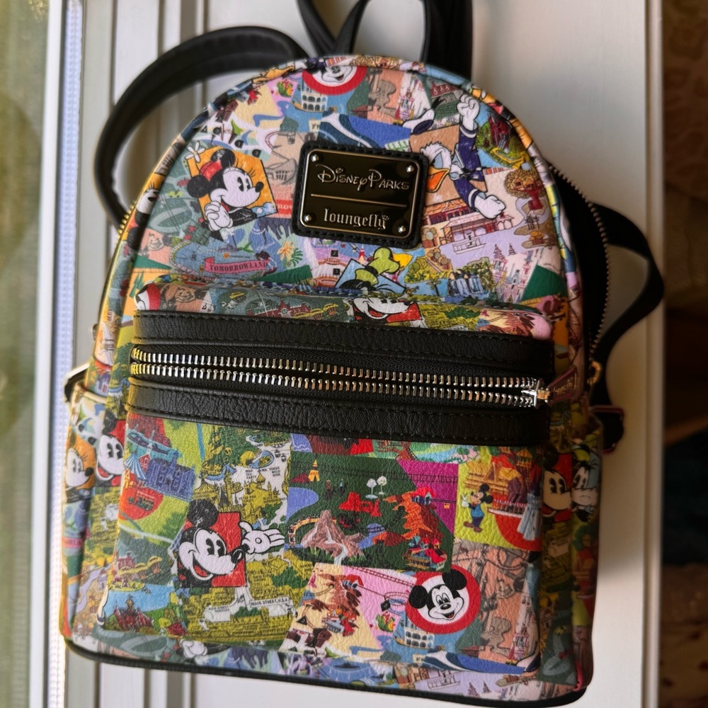 Loungefly Multicolor Mickey Parks Collage Mini Backpack